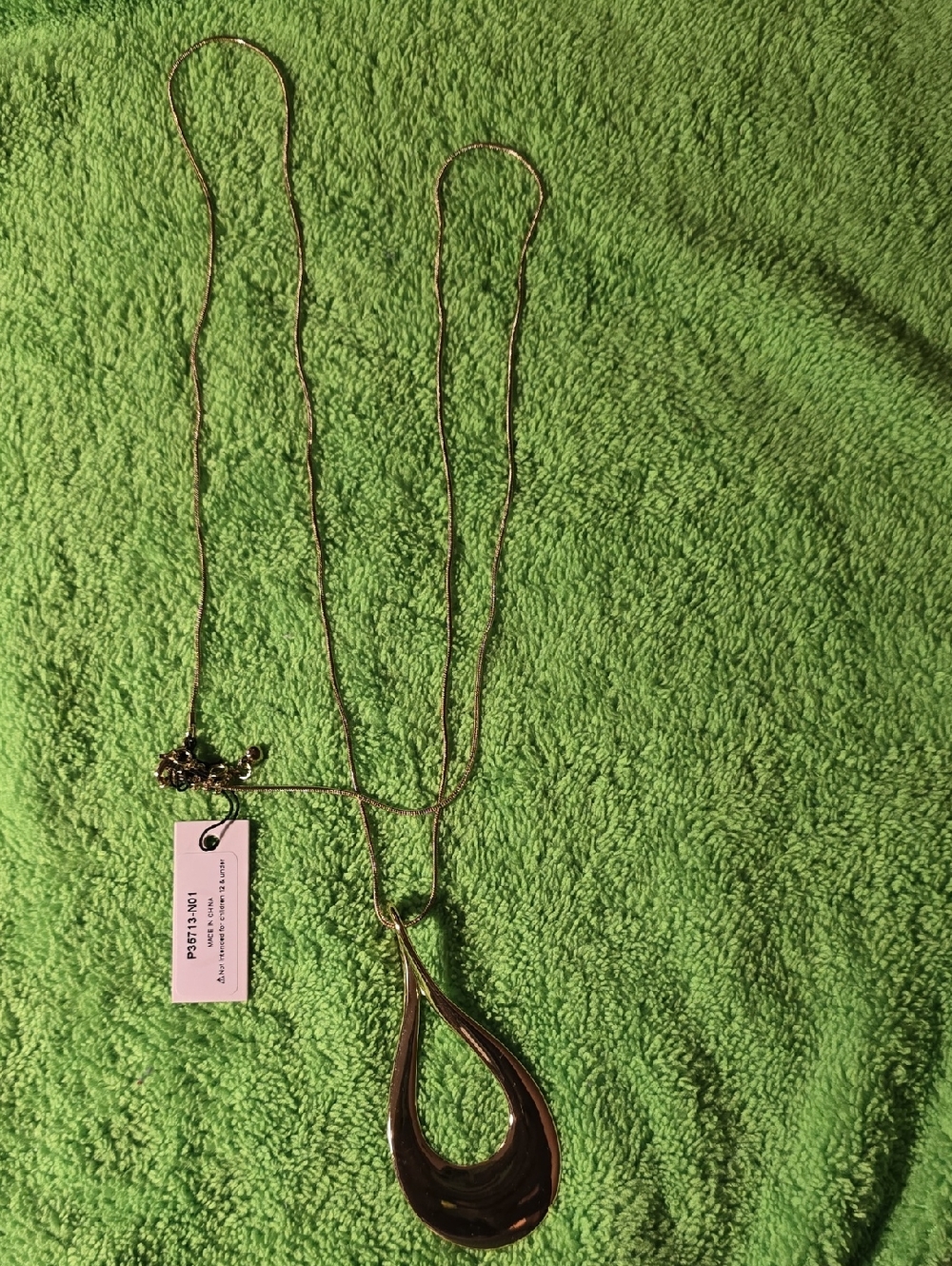Gold Teardrop Pendant Necklace - Women's Elegant Statement